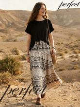 Bohemian style linen midi skirt