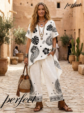 Women's Spring/Summer Cotton Linen Casual Vacation Two-Piece Set.