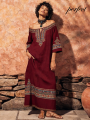 Resort casual linen printed robe