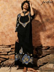 Comfortable linen printed robe for vacation