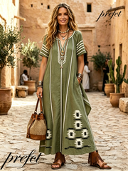 Bohemian-Style Printed Casual Dress