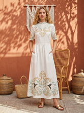 Women's Spring/Summer Printed Cotton-Linen Dress