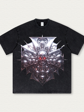 Acid-wash T-shirt with skull print