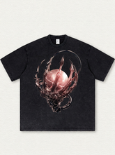 Black washed-finish basketball graphic print