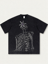 Black washed finish with starry skull print
