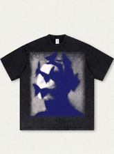 Black washed T-shirt with butterfly print