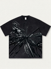 Black Washed T-Shirt with Metallic Rope Print