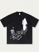 Black Washed T-Shirt with "Years" Print