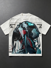 Washed Cotton Robot-Print T-Shirt