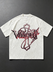 Black washed T-shirt with cross print