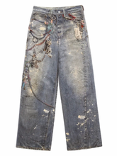 3D-printed washed denim trousers