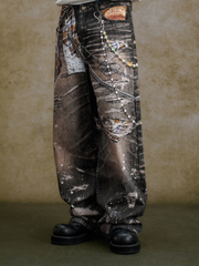 Distressed jeans with 3D printing