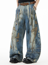 3D-printed washed denim trousers