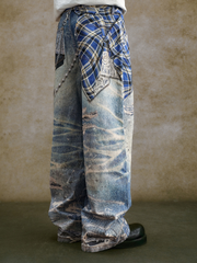 Distressed jeans with 3D printing