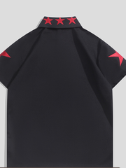Black Washed T-Shirt with Star and Barcode Print