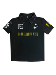 Black T-shirt with musical note print
