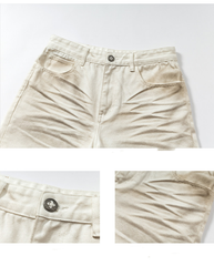 Jeans with 3D Whiskering and Pleated Waist Detail