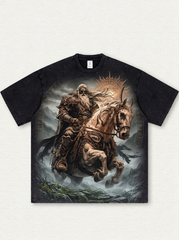 Distressed-style Odin's symbol print T-shirt