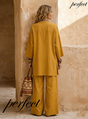 Women's Spring/Summer Cotton Linen Casual Vacation Three-Piece Set.