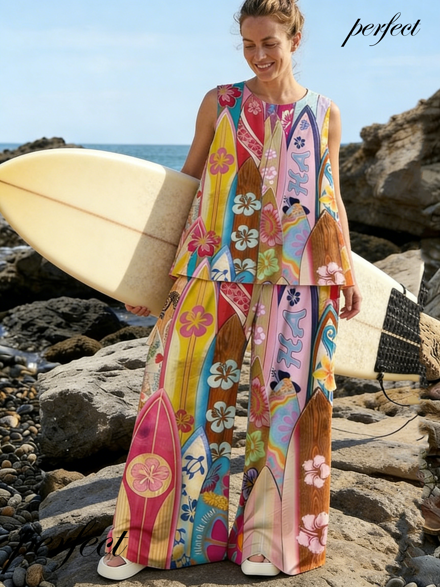 Printed Linen Resort Casual Set