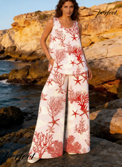 Printed Linen Resort Casual Set