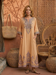 Women's Cotton-Linen Casual Floral-Print Robe