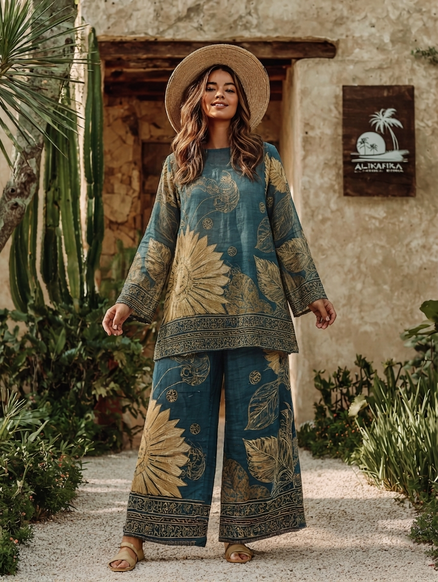 Women's Faux-Denim Casual Set