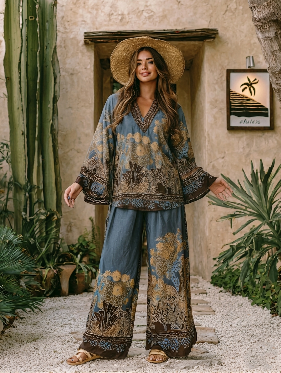 Women's Faux-Denim Casual Set