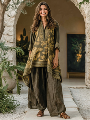 Women's Cotton-Linen Printed Casual Set