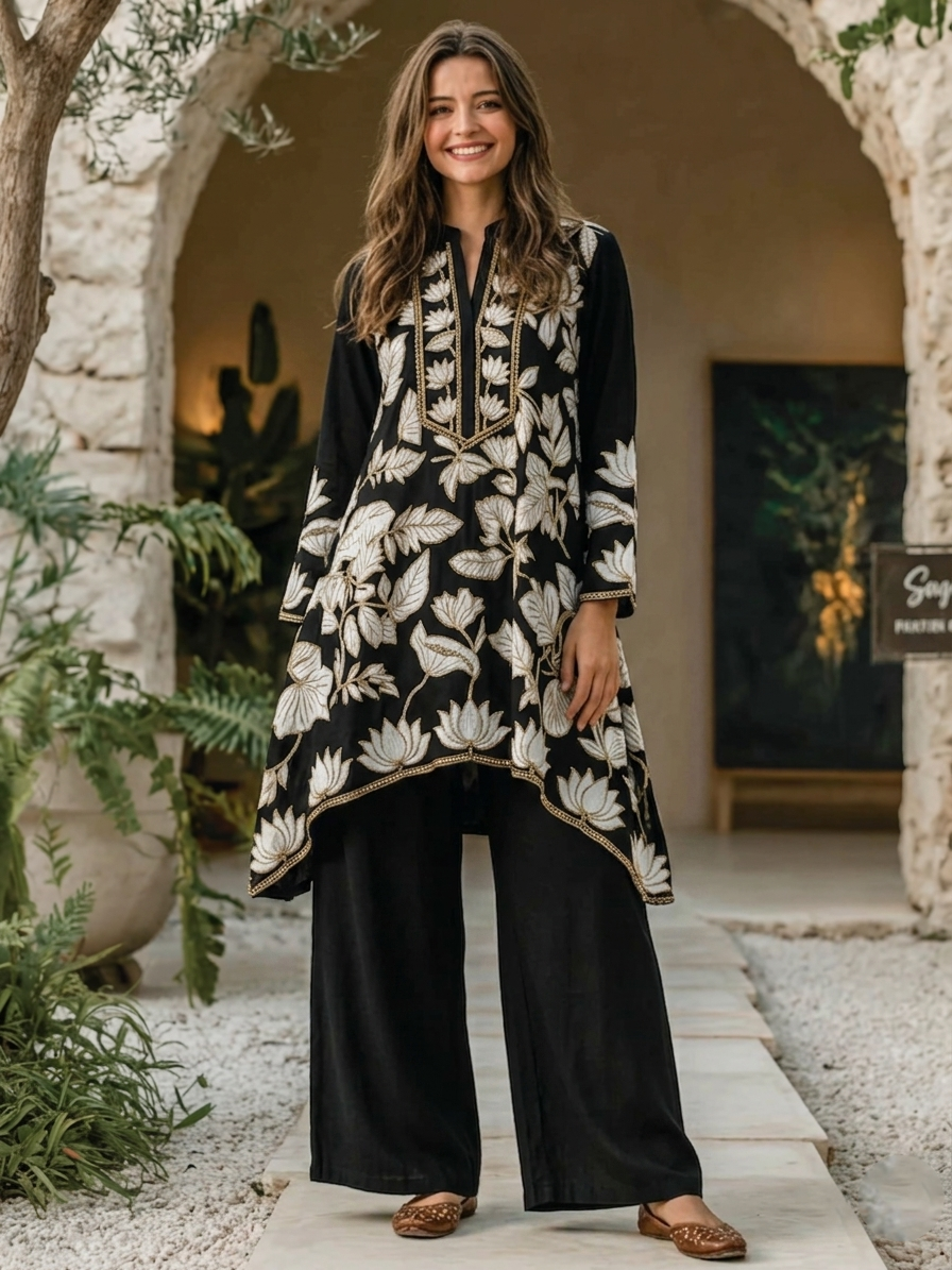 Women's Casual Lotus Print Set