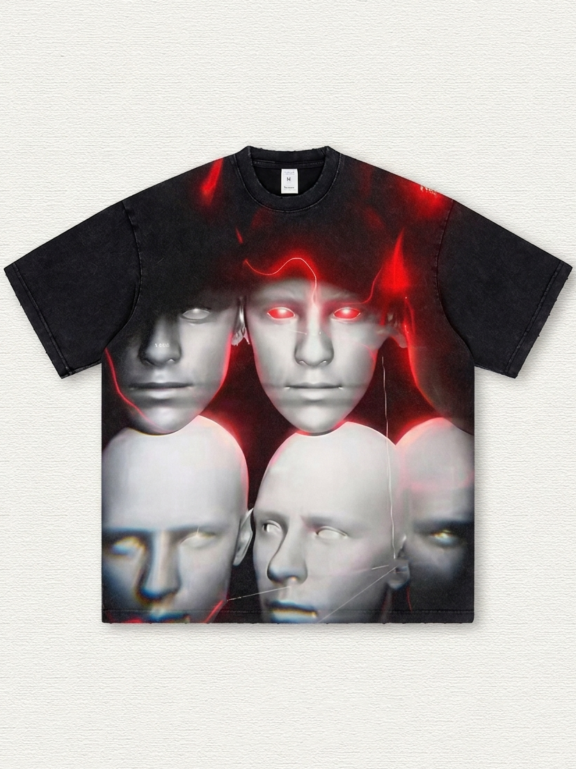 AI-printed washed T-shirt