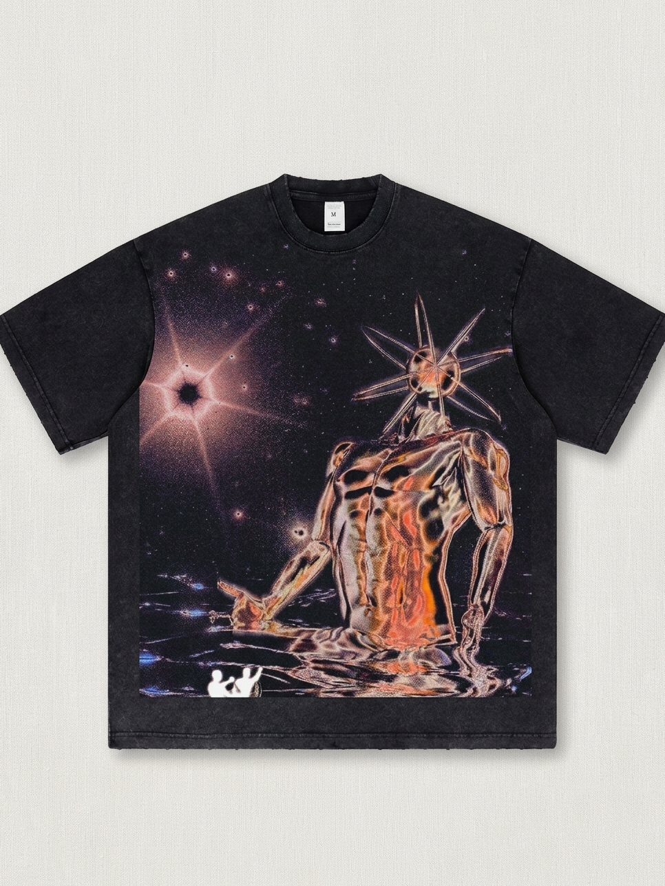 Black Washed "Faith" Print T-Shirt