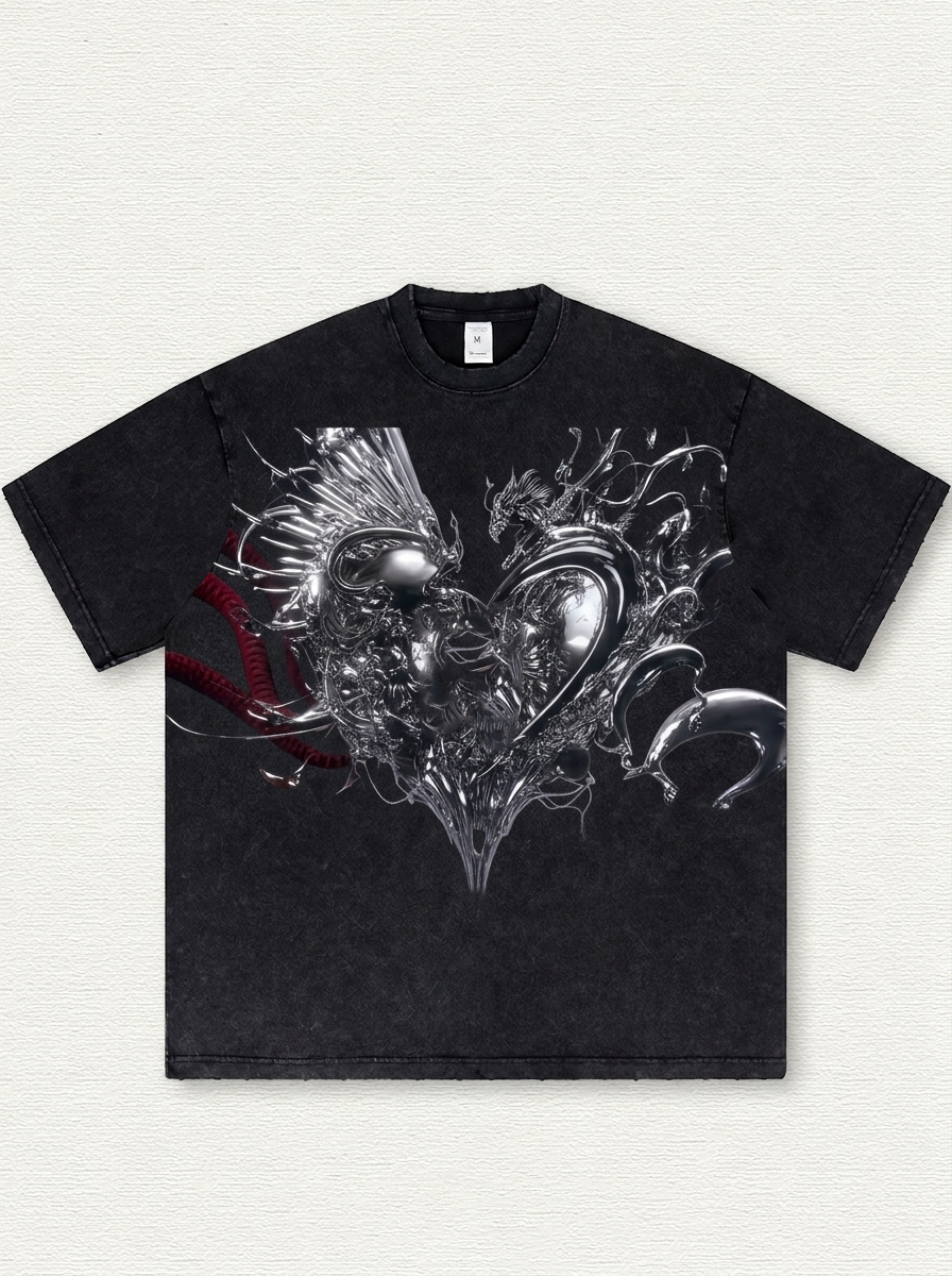 Black washed finish with "Extraordinary Heart" graphic print