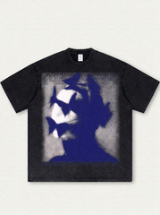 Black washed T-shirt with butterfly print