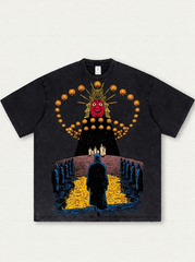 Black Washed T-Shirt with "Dedication" Print
