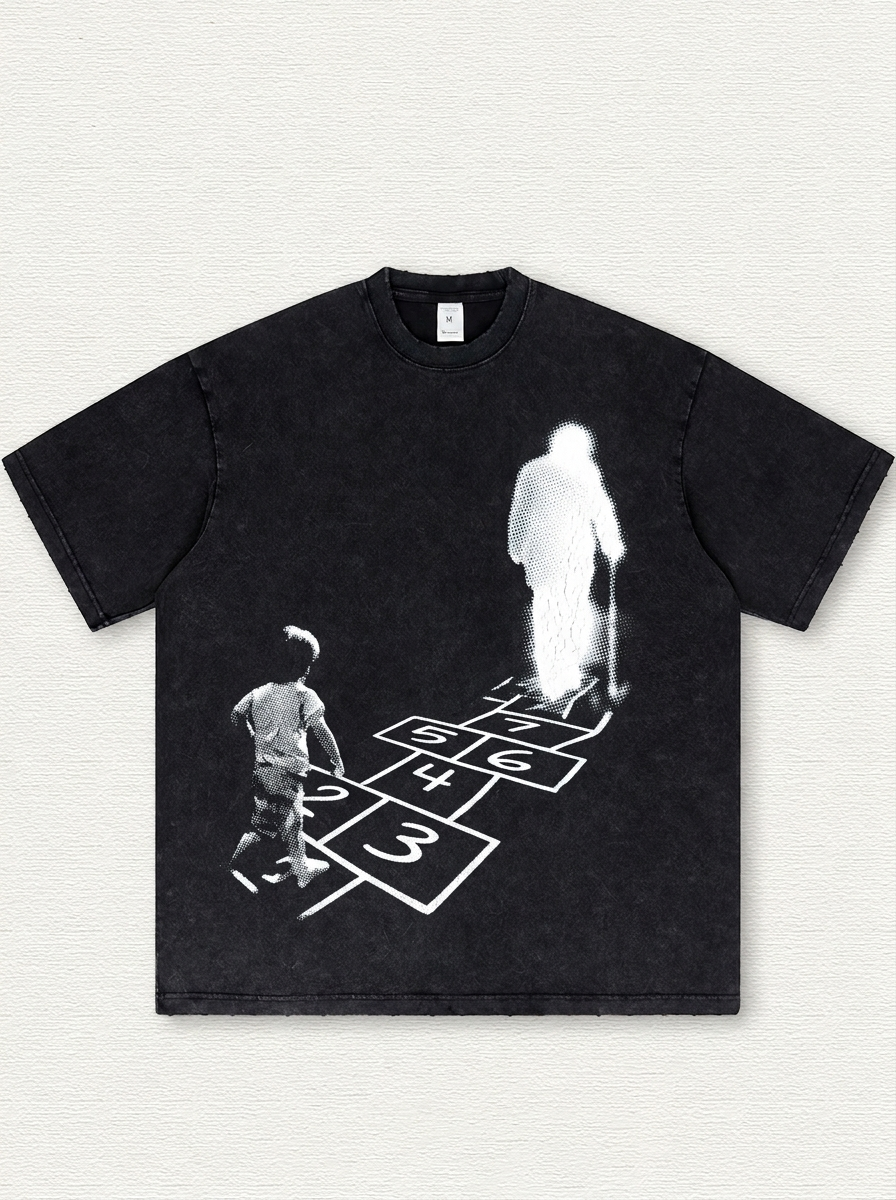 Black Washed T-Shirt with "Years" Print