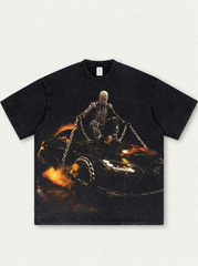 Black Washed T-Shirt with "Evil Spirit Car" Print