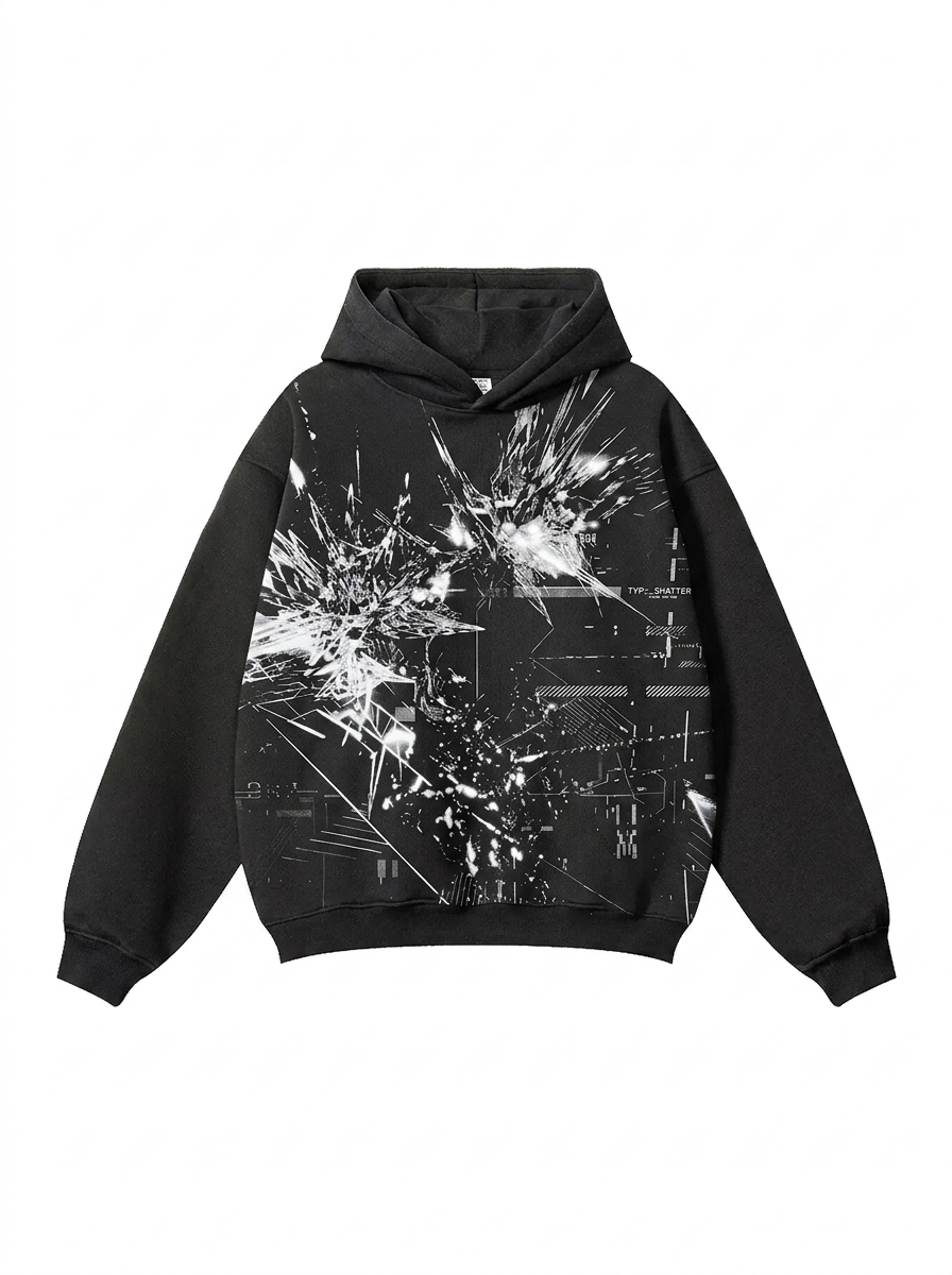 Men's 300g Heavyweight Hoodie with Distressed Print