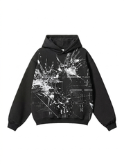 Men's 300g Heavyweight Hoodie with Distressed Print