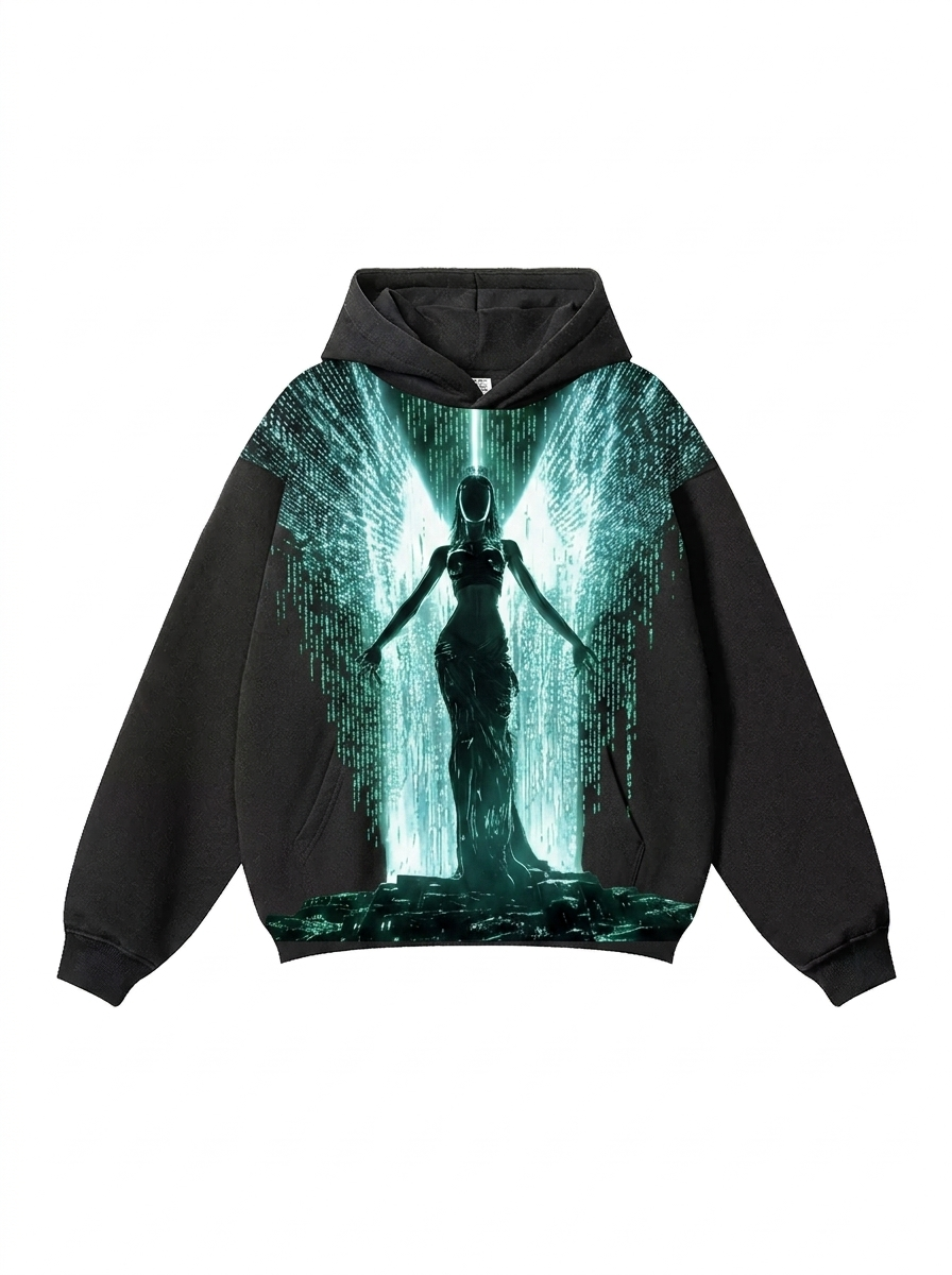 Men's 300g Heavyweight Hoodie with Angel Print