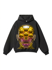 Men's 300g Heavyweight Hoodie with Smiley Face Print
