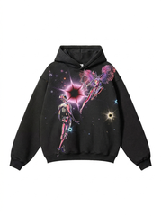 Black Heavyweight Starry Print Hoodie