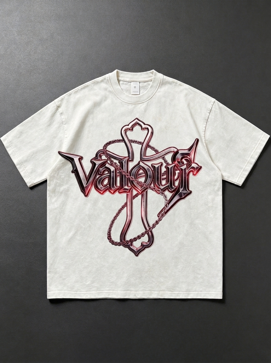 Black washed T-shirt with cross print