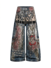 3D-printed washed denim trousers