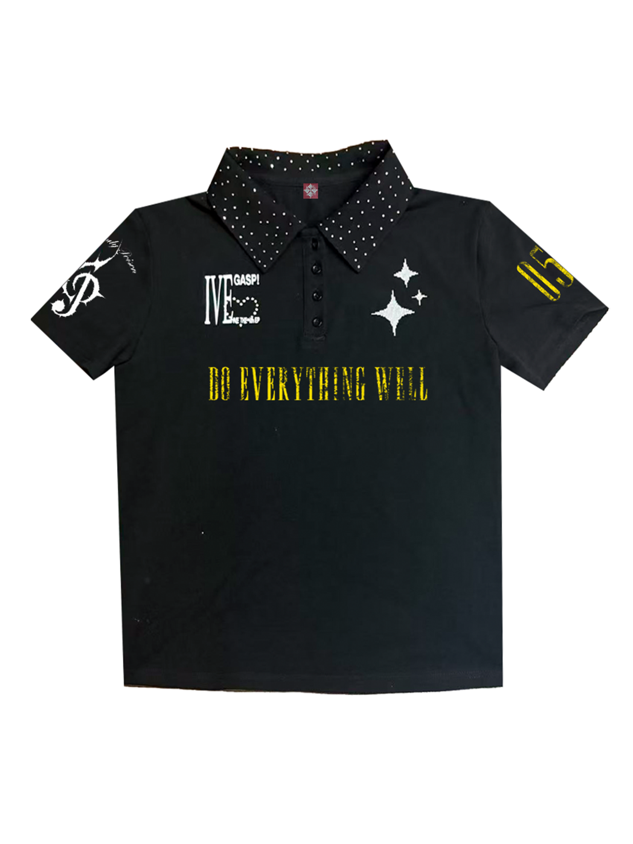 Black T-shirt with musical note print