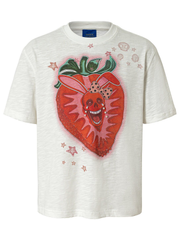 Casual T-shirt with strawberry-skull print