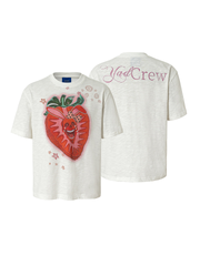 Casual T-shirt with strawberry-skull print