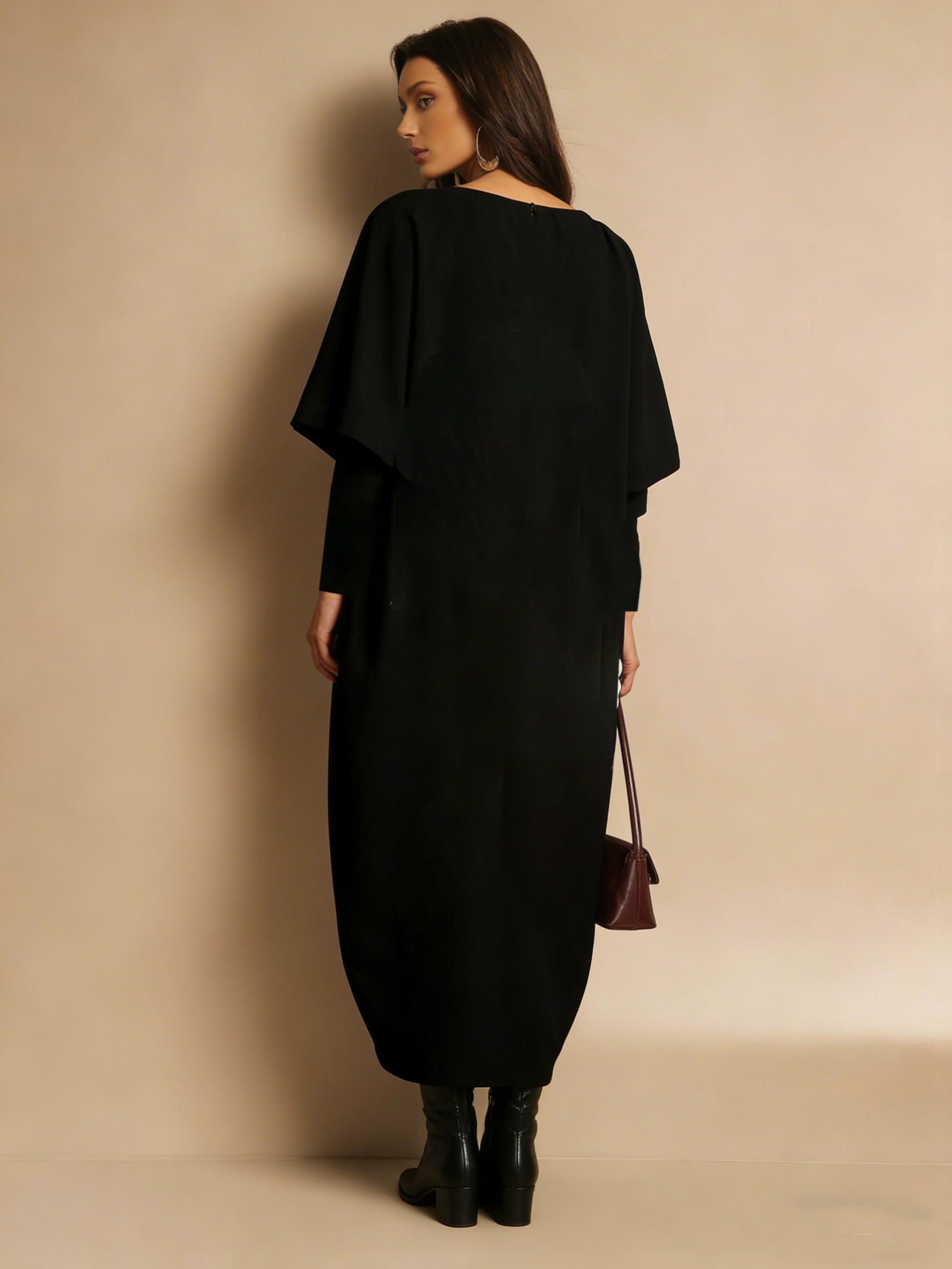 Loose ginkgo leaf printed dress (half sleeve)