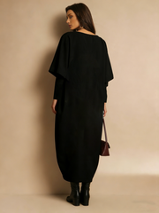 Long dress with cashew nut print for ladies（Half-sleeve）