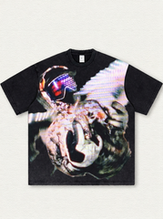 Black Washed Ski-Print T-Shirt